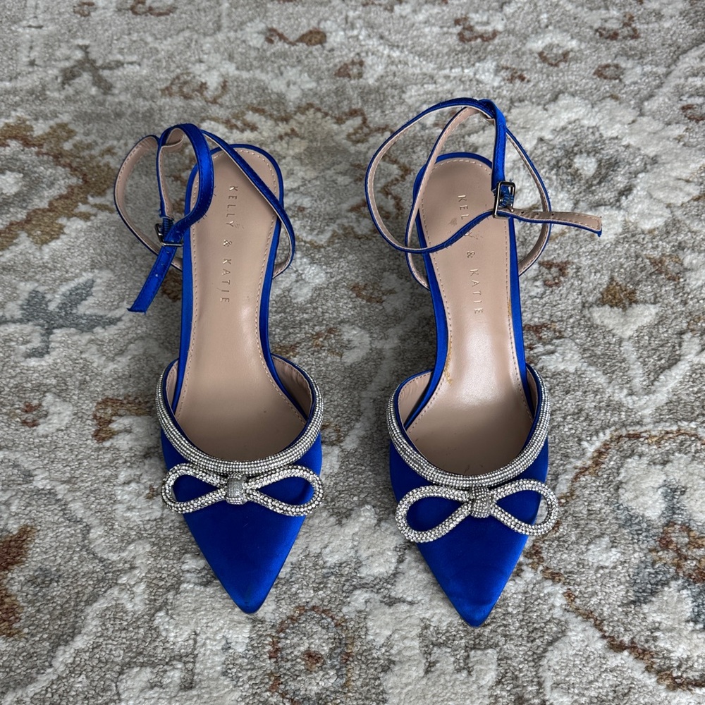 Kelly & Katie Royal Blue Heels with Silver Bow